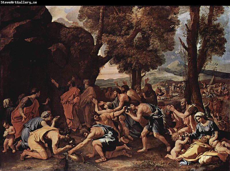 Nicolas Poussin Moses schlagt Wasser aus dem Felsen